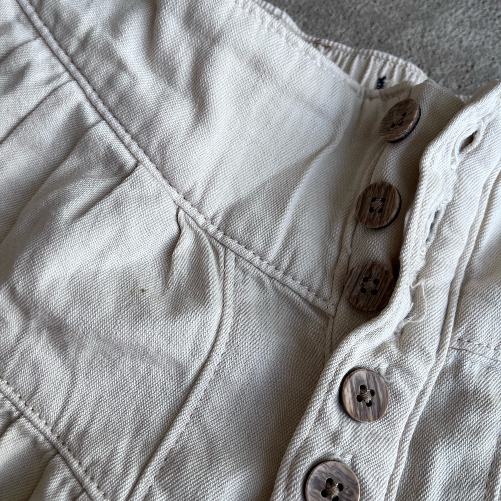 Free people we the free fleur high rise flouncy cotton denim shorts cream NWT - Picture 5 of 8